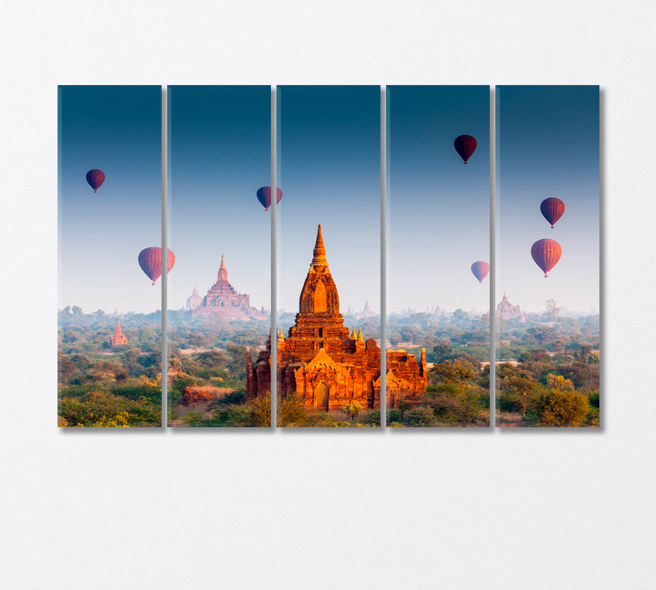 Temples in Bagan Myanmar Unesco World Heritage Site Canvas Print-Canvas Print-CetArt-5 Panels-36x24 inches-CetArt