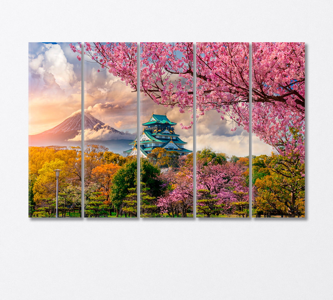 Osaka Castle near Mount Fuji Japan Canvas Print-Canvas Print-CetArt-5 Panels-36x24 inches-CetArt