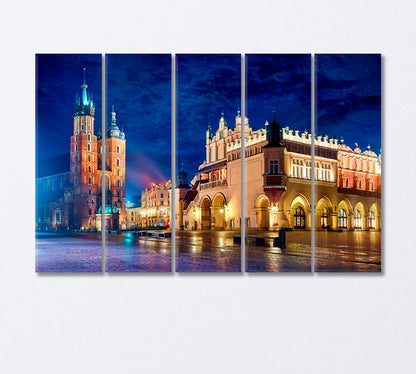 St Mary's Church Krakow Poland Canvas Print-Canvas Print-CetArt-5 Panels-36x24 inches-CetArt