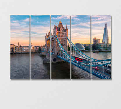 Tower Bridge in Sunset London UK Canvas Print-Canvas Print-CetArt-5 Panels-36x24 inches-CetArt