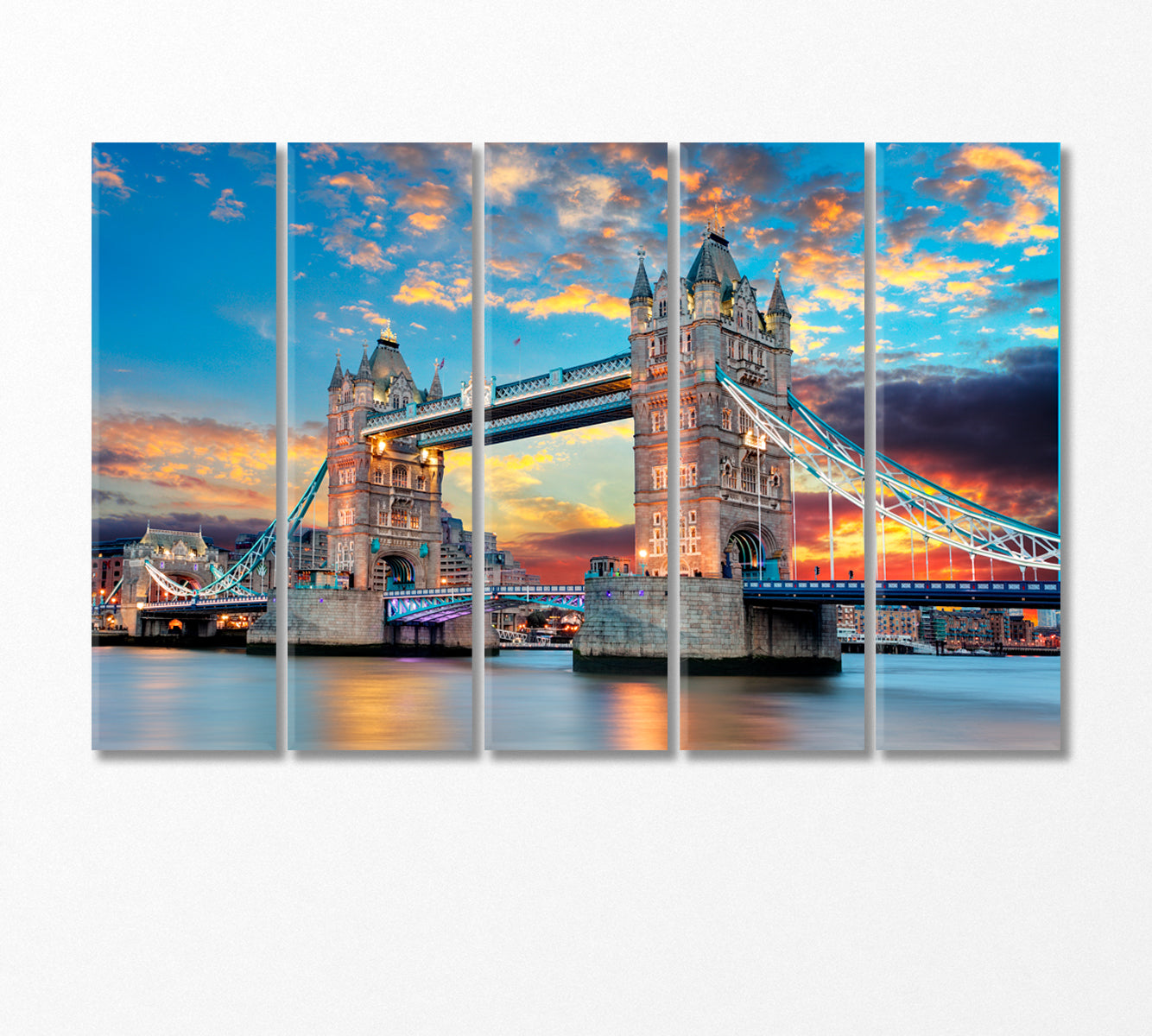 Tower Bridge in London UK Canvas Print-Canvas Print-CetArt-5 Panels-36x24 inches-CetArt