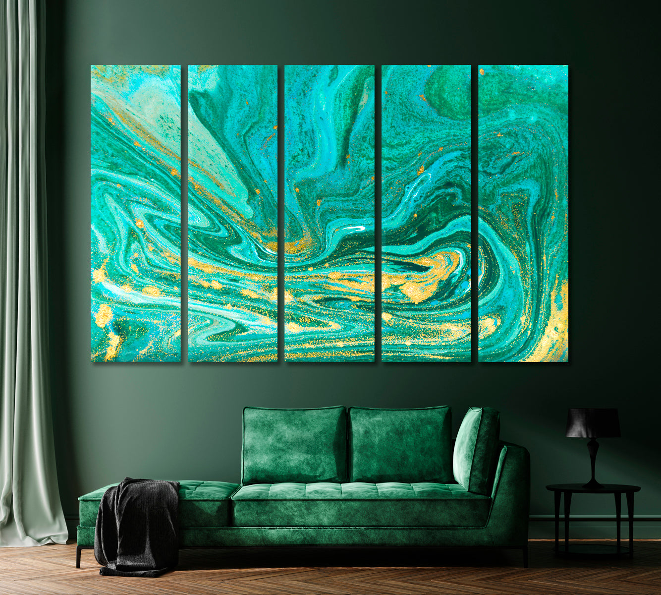 Turquoise And Gold Marble Pattern Canvas Print-Canvas Print-CetArt-1 Panel-24x16 inches-CetArt