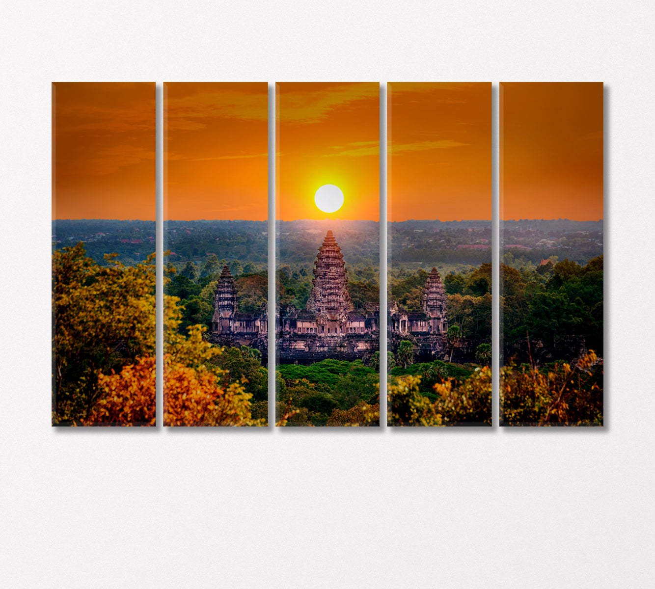 Angkor Wat Temple at Sunset Siem Reap Cambodia Canvas Print-Canvas Print-CetArt-5 Panels-36x24 inches-CetArt