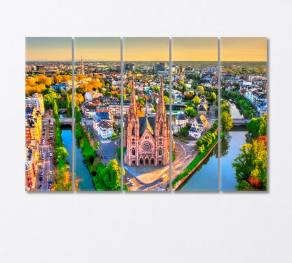 Saint Paul Church in Strasbourg Alsace France Canvas Print-Canvas Print-CetArt-5 Panels-36x24 inches-CetArt