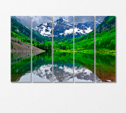 Maroon Bells Mountain Colorado State USA Canvas Print-Canvas Print-CetArt-5 Panels-36x24 inches-CetArt