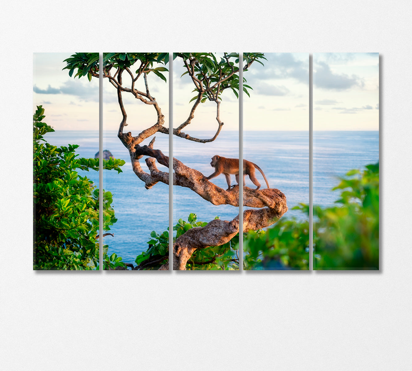 Monkey on Tree Canvas Print-Canvas Print-CetArt-5 Panels-36x24 inches-CetArt