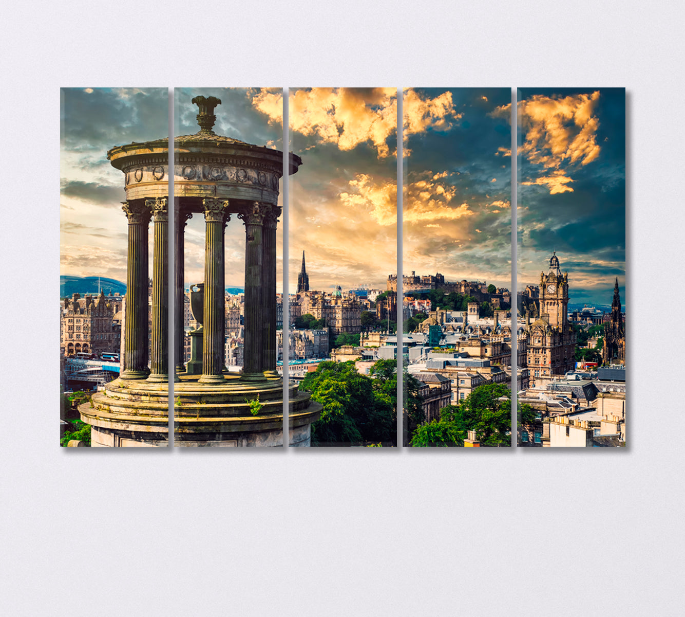 Dramatic Sky over Edinburgh Scotland Canvas Print-Canvas Print-CetArt-5 Panels-36x24 inches-CetArt