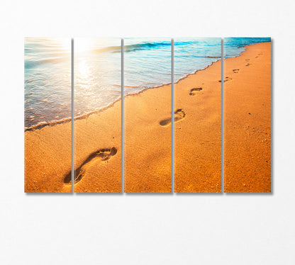 Footprints in the Sand Beach During Sunset Canvas Print-Canvas Print-CetArt-5 Panels-36x24 inches-CetArt