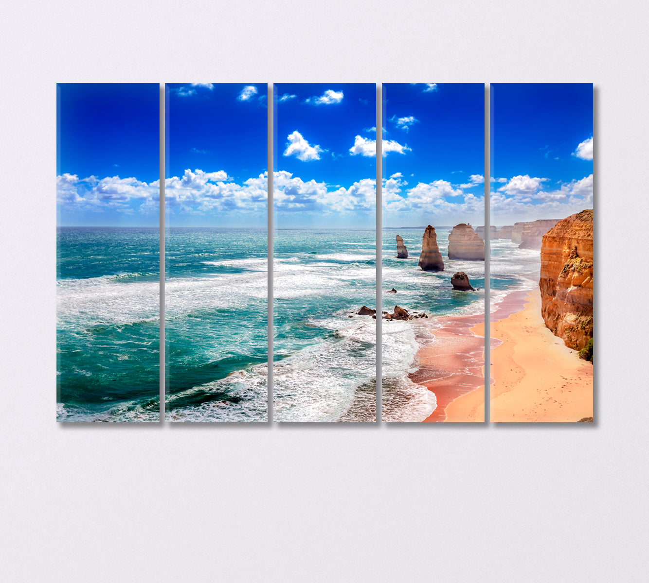 Twelve Apostles and Orange Rocks on the Australian Coast Canvas Print-Canvas Print-CetArt-5 Panels-36x24 inches-CetArt