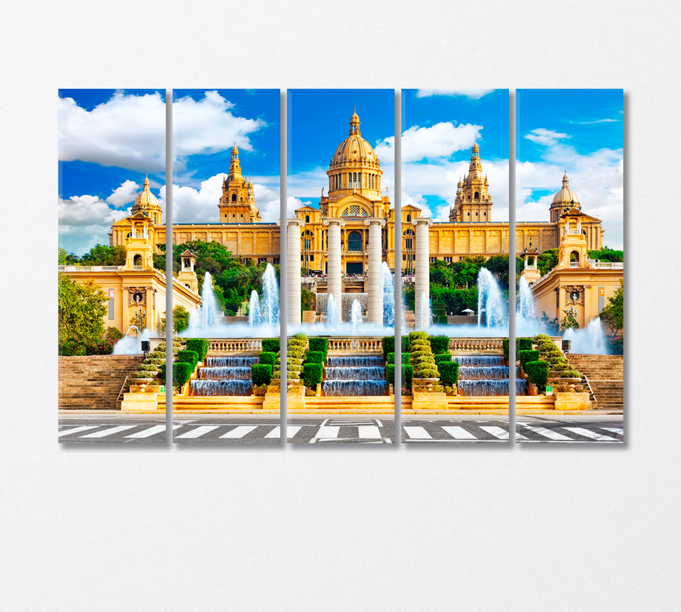 National Museum in Plaza Spain Barcelona Canvas Print-Canvas Print-CetArt-5 Panels-36x24 inches-CetArt