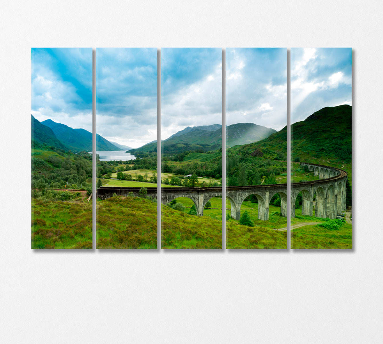 Glenfinnan Viaduct Arched Railway Bridge on Scotland Canvas Print-Canvas Print-CetArt-5 Panels-36x24 inches-CetArt