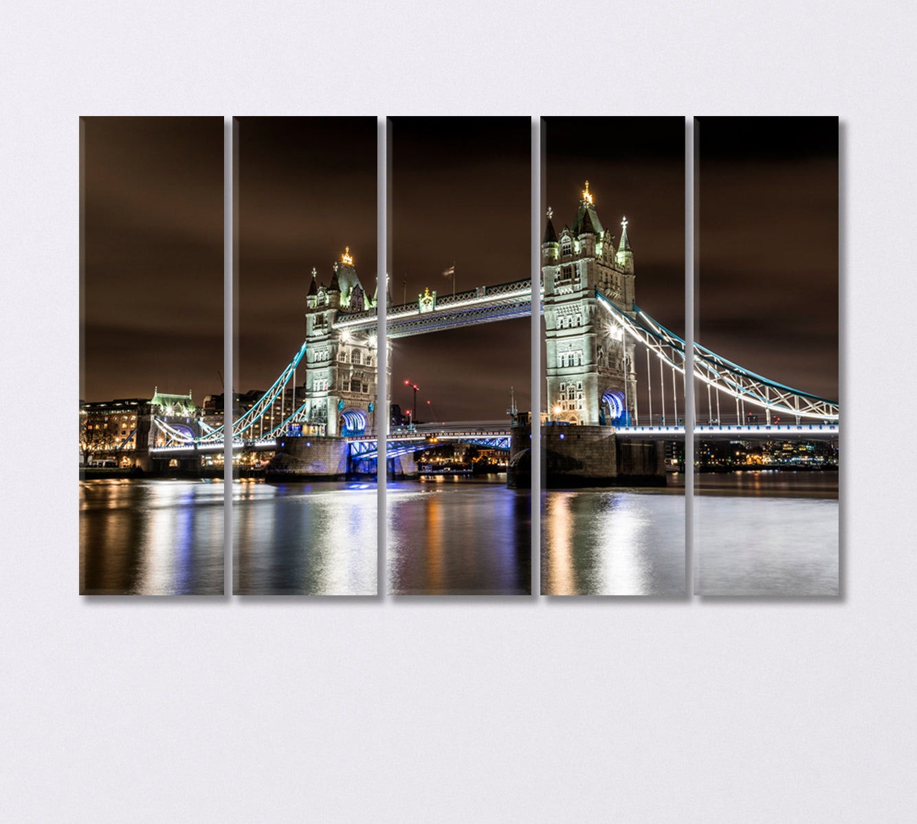 Tower Bridge View at Night London Canvas Print-Canvas Print-CetArt-5 Panels-36x24 inches-CetArt