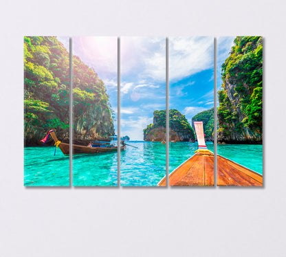 View of Loh Samah Bay Phi Phi Island Thailand Canvas Print-Canvas Print-CetArt-5 Panels-36x24 inches-CetArt