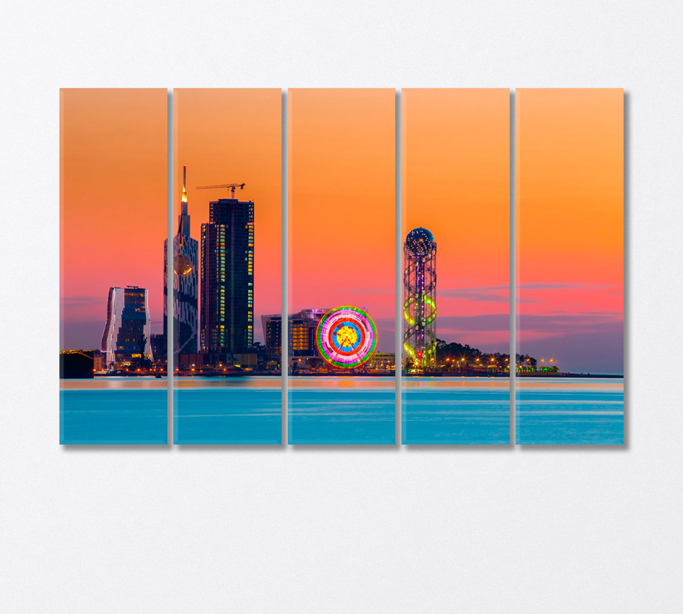 Skyscrapers and Towers Batumi at Sunset Georgia Canvas Print-Canvas Print-CetArt-5 Panels-36x24 inches-CetArt