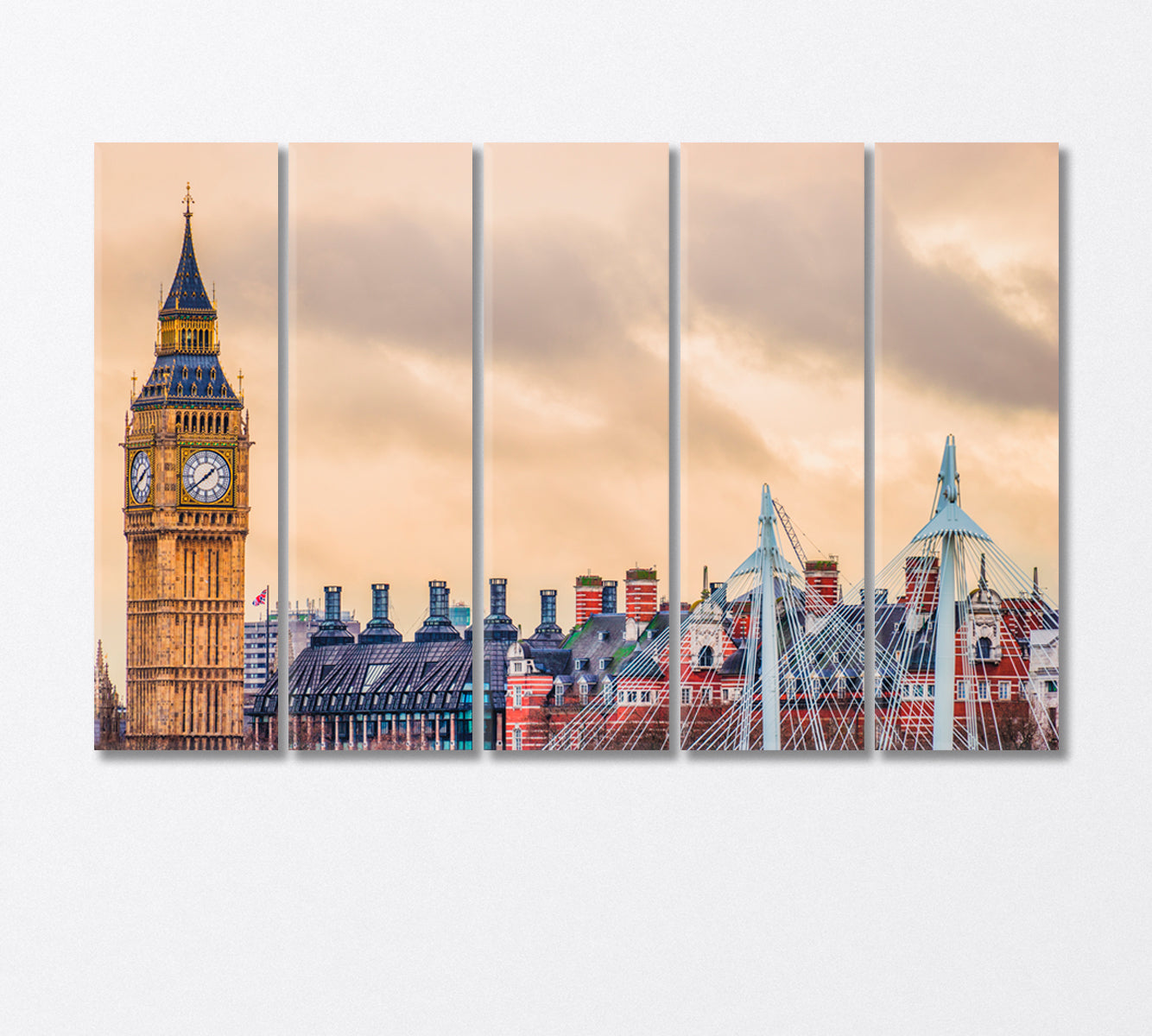 Elizabeth Clock Big Ben London Canvas Print-Canvas Print-CetArt-5 Panels-36x24 inches-CetArt