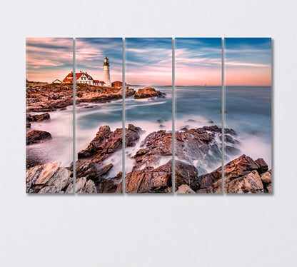 Oldest Lighthouse in Maine USA Canvas Print-Canvas Print-CetArt-5 Panels-36x24 inches-CetArt