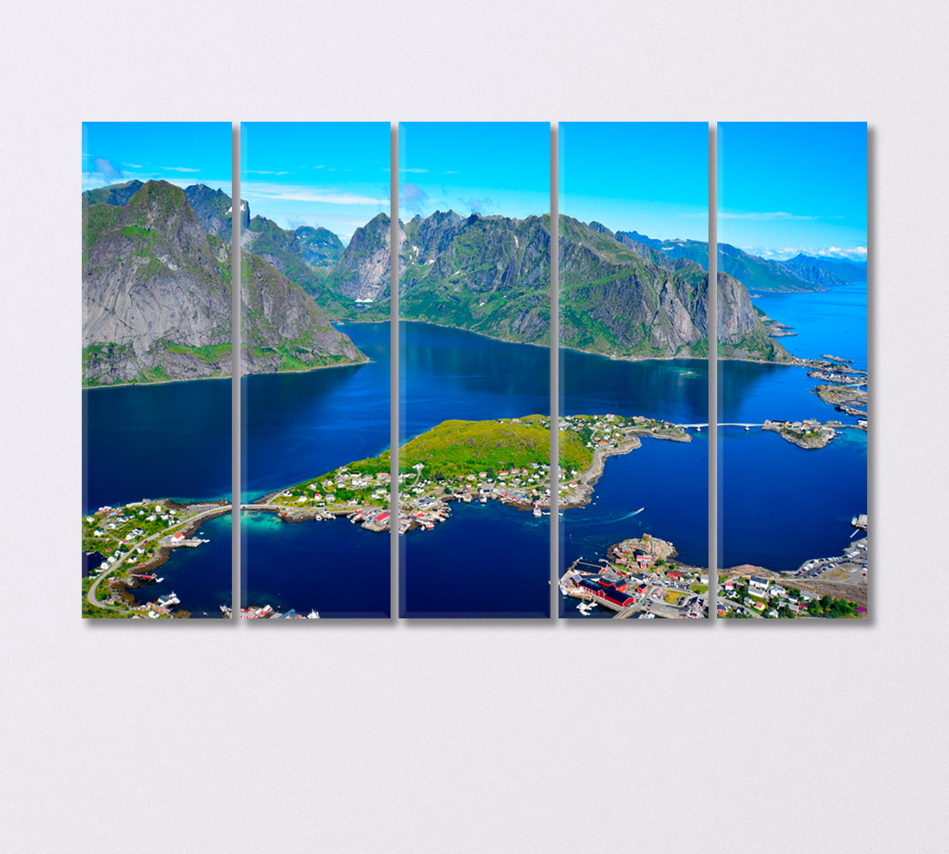 View of the Stunning Mountains Lofoten Islands Norway Canvas Print-Canvas Print-CetArt-5 Panels-36x24 inches-CetArt