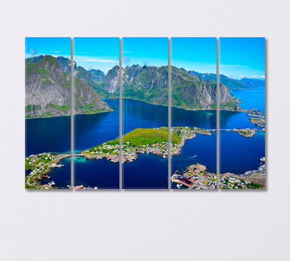 View of the Stunning Mountains Lofoten Islands Norway Canvas Print-Canvas Print-CetArt-5 Panels-36x24 inches-CetArt