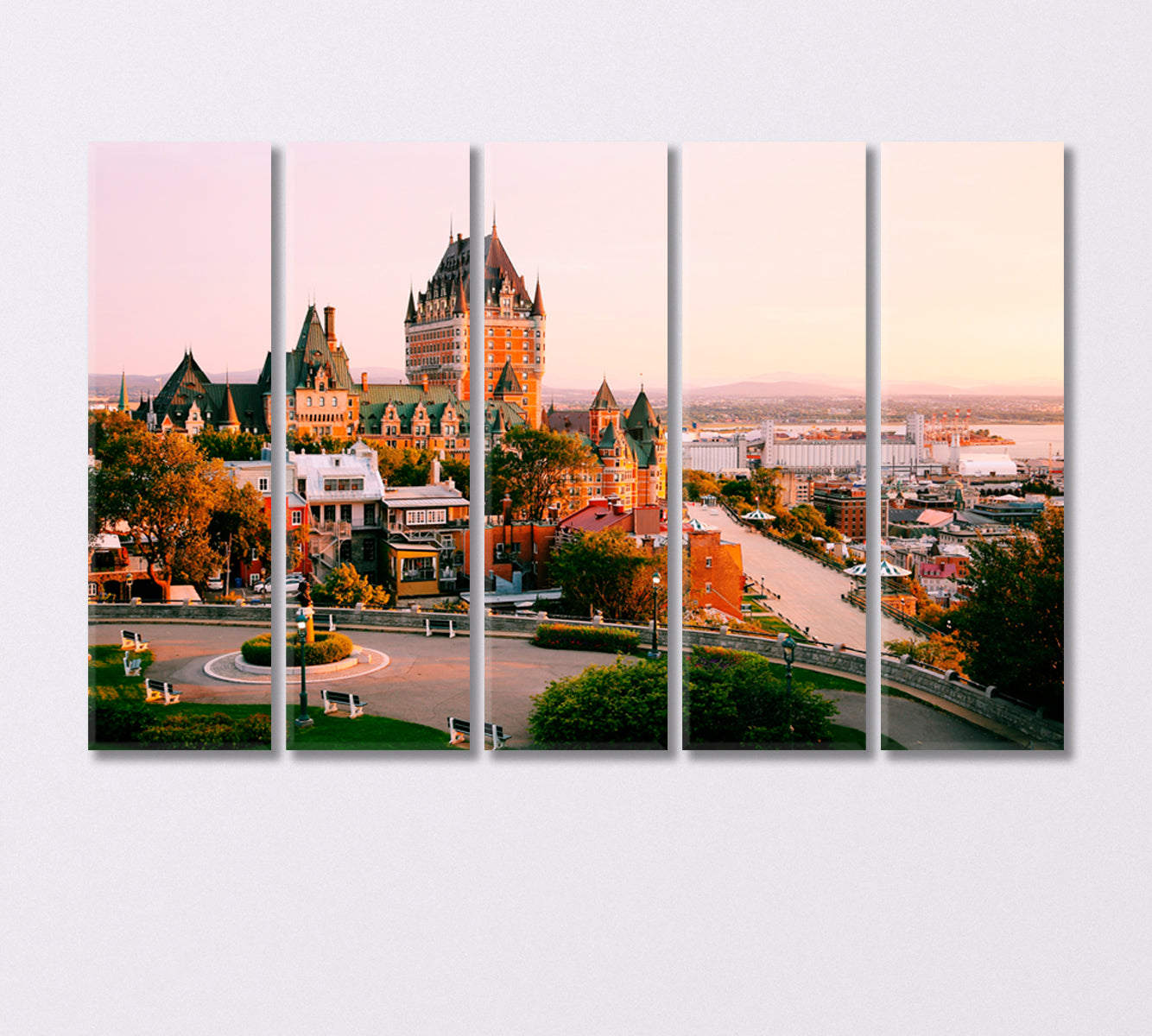 Frontenac Castle in Old Quebec City Canada Canvas Print-Canvas Print-CetArt-5 Panels-36x24 inches-CetArt