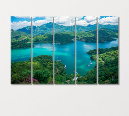 Sun Moon Lake Taiwan Canvas Print-Canvas Print-CetArt-5 Panels-36x24 inches-CetArt