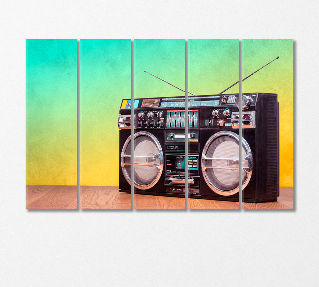 Retro Boombox 1980s Canvas Print-Canvas Print-CetArt-5 Panels-36x24 inches-CetArt