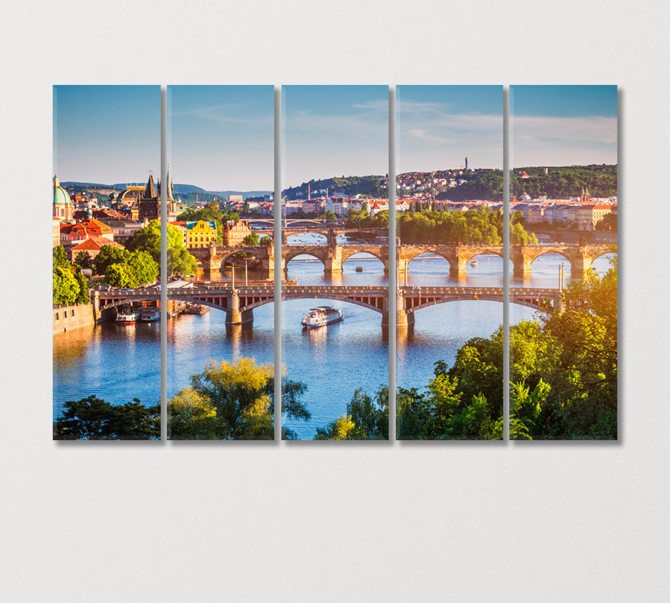 Charles Bridge at Sunset Prague Canvas Print-Canvas Print-CetArt-5 Panels-36x24 inches-CetArt