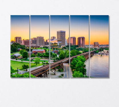 Skyscrapers of Richmond Virginia USA Canvas Print-Canvas Print-CetArt-5 Panels-36x24 inches-CetArt