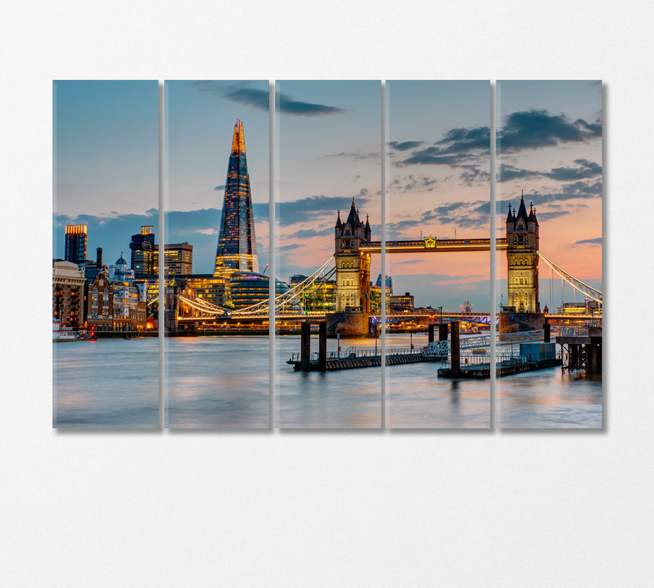 Tower Bridge at Dusk London UK Canvas Print-Canvas Print-CetArt-5 Panels-36x24 inches-CetArt