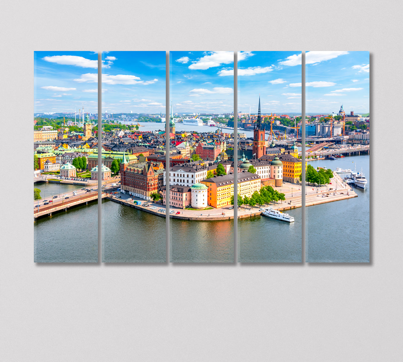 Aerial Panorama of Stockholm Sweden Canvas Print-Canvas Print-CetArt-5 Panels-36x24 inches-CetArt