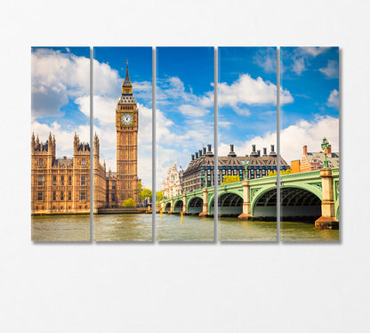 Big Ben and Houses of Parliament London UK Canvas Print-Canvas Print-CetArt-5 Panels-36x24 inches-CetArt