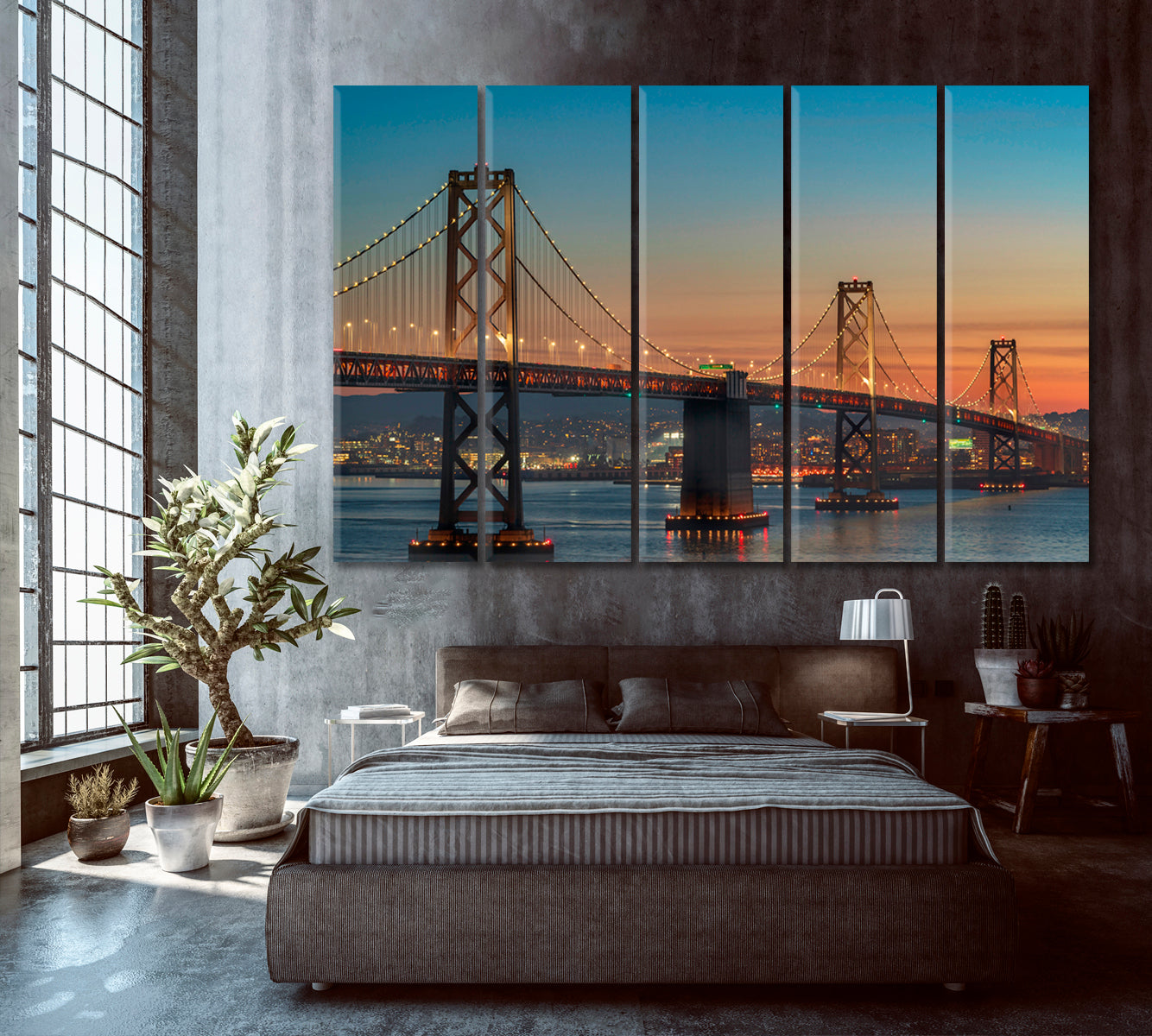 Bay Bridge Sunset San Francisco Canvas Print-Canvas Print-CetArt-1 Panel-24x16 inches-CetArt