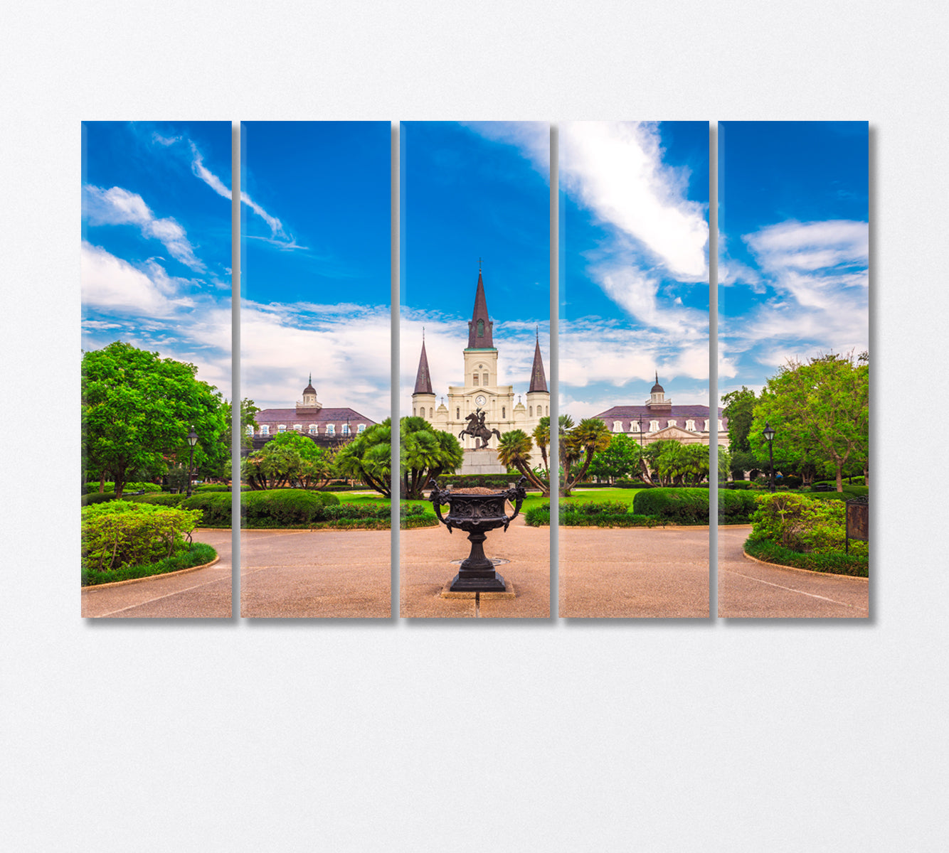 New Orleans Jackson Square and St. Louis Cathedral USA Canvas Print-Canvas Print-CetArt-5 Panels-36x24 inches-CetArt