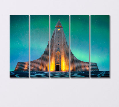 Largest Church in Iceland Canvas Print-Canvas Print-CetArt-5 Panels-36x24 inches-CetArt