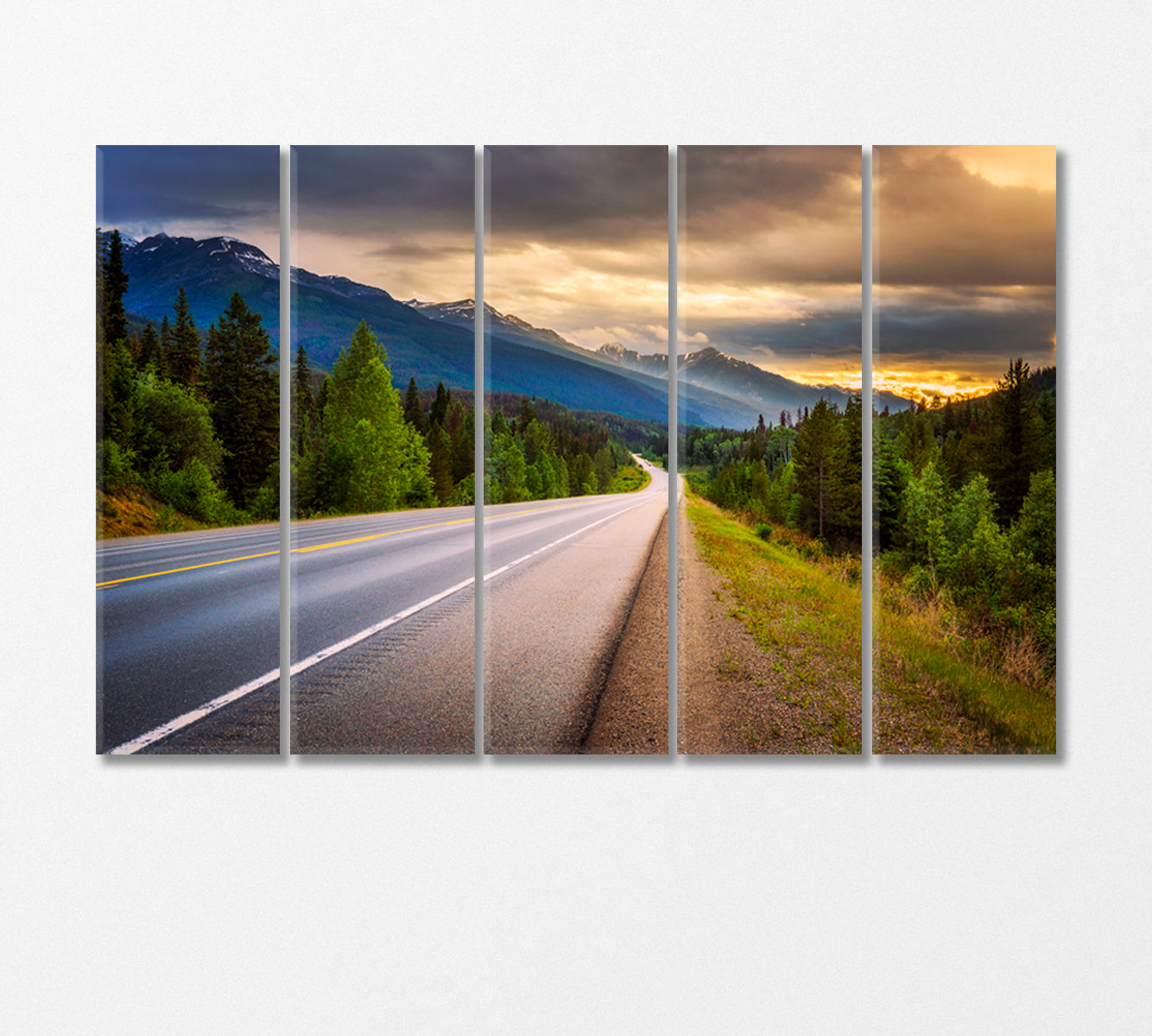 Highway through in Banff National Park Canada Canvas Print-CetArt-5 Panels-36x24 inches-CetArt