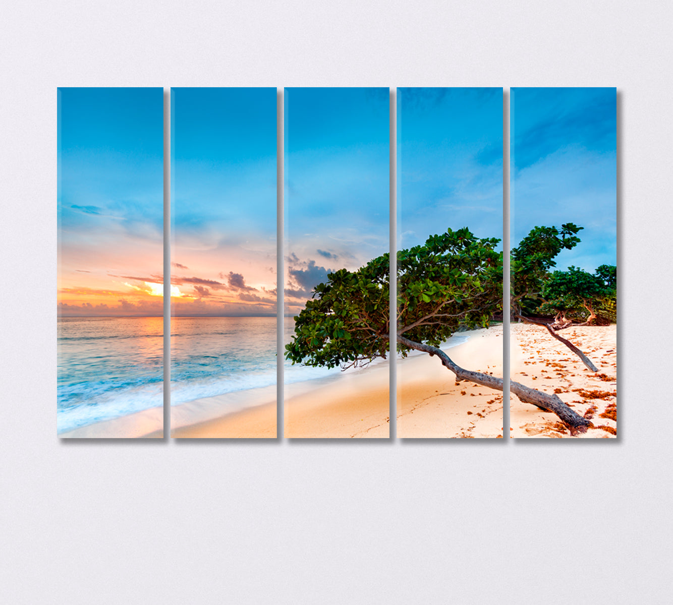 Exotic Seascape with Sea Grape Trees Dominican Republic Canvas Print-Canvas Print-CetArt-5 Panels-36x24 inches-CetArt