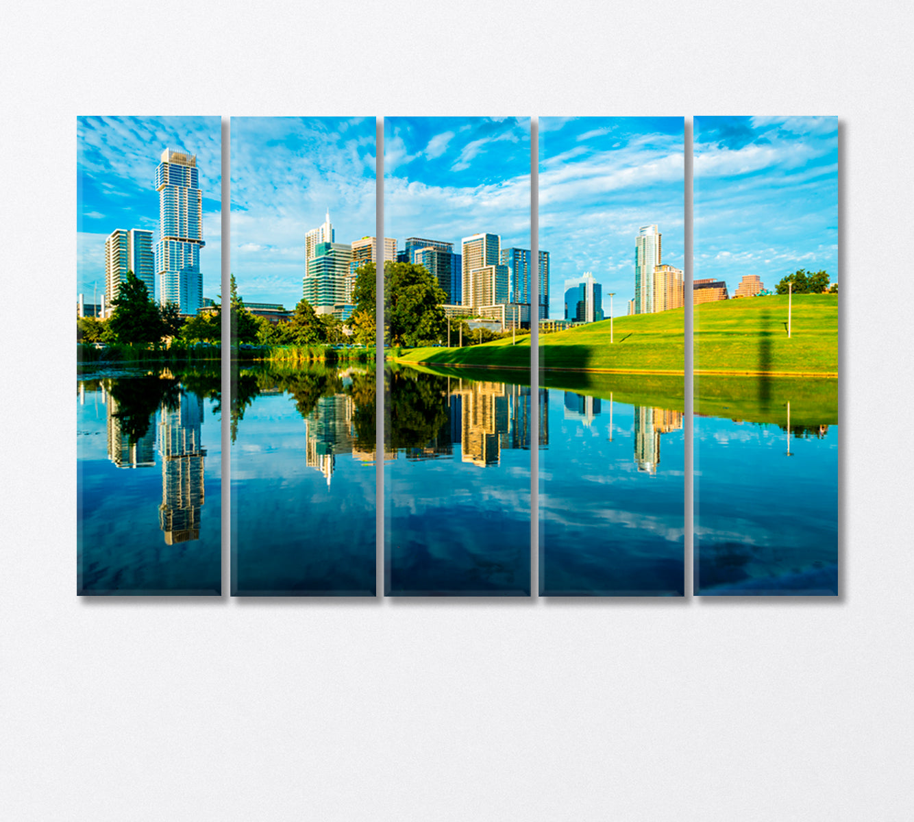 Austin Reflection in Mirror Clear Pond Canvas Print-Canvas Print-CetArt-5 Panels-36x24 inches-CetArt