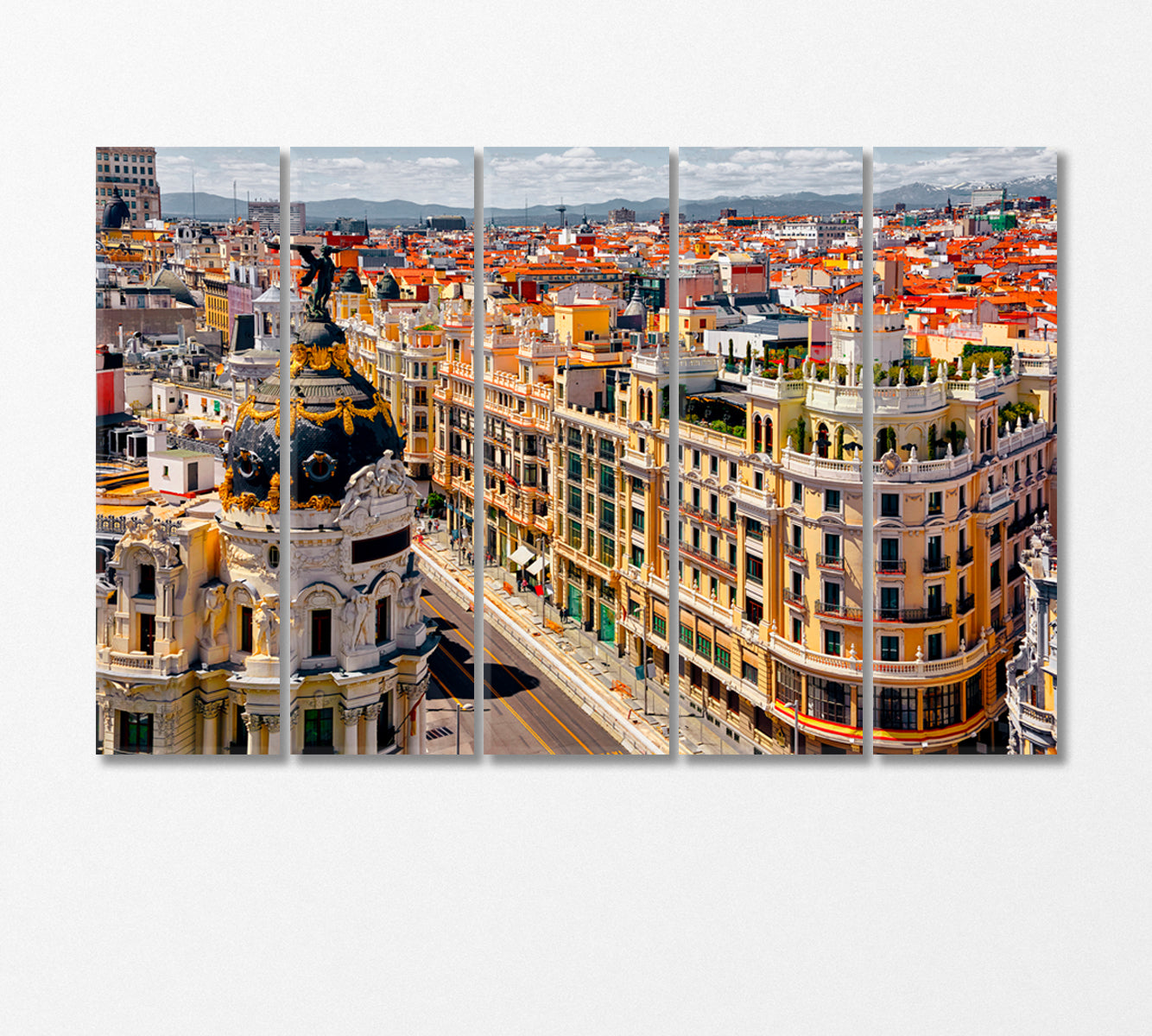 Madrid Cityscape Spain Canvas Print-Canvas Print-CetArt-5 Panels-36x24 inches-CetArt