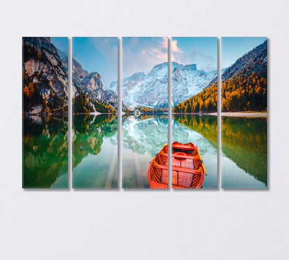 Lake Braies in Dolomites Italy Canvas Print-Canvas Print-CetArt-5 Panels-36x24 inches-CetArt