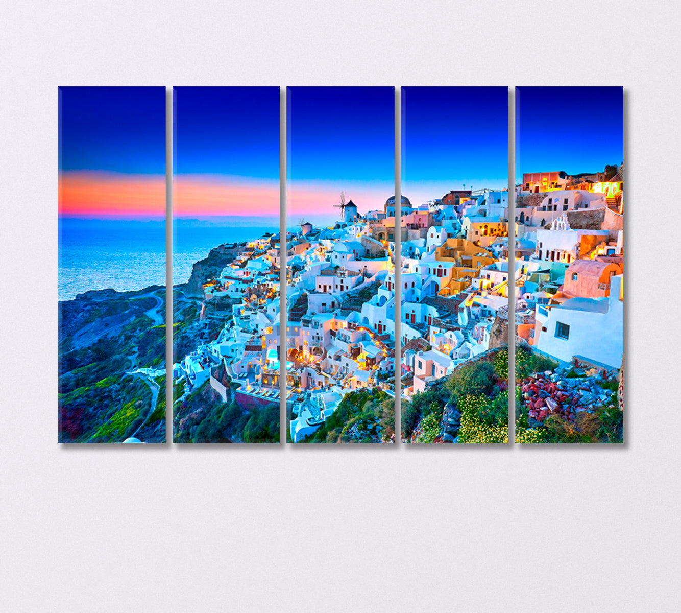 Fira Town on Santorini Island Greece Canvas Print-Canvas Print-CetArt-5 Panels-36x24 inches-CetArt