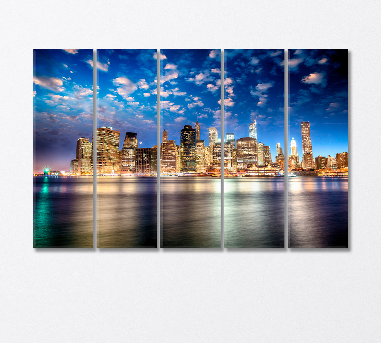 Manhattan Skyline from Brooklyn Bridge Park Canvas Print-Canvas Print-CetArt-5 Panels-36x24 inches-CetArt