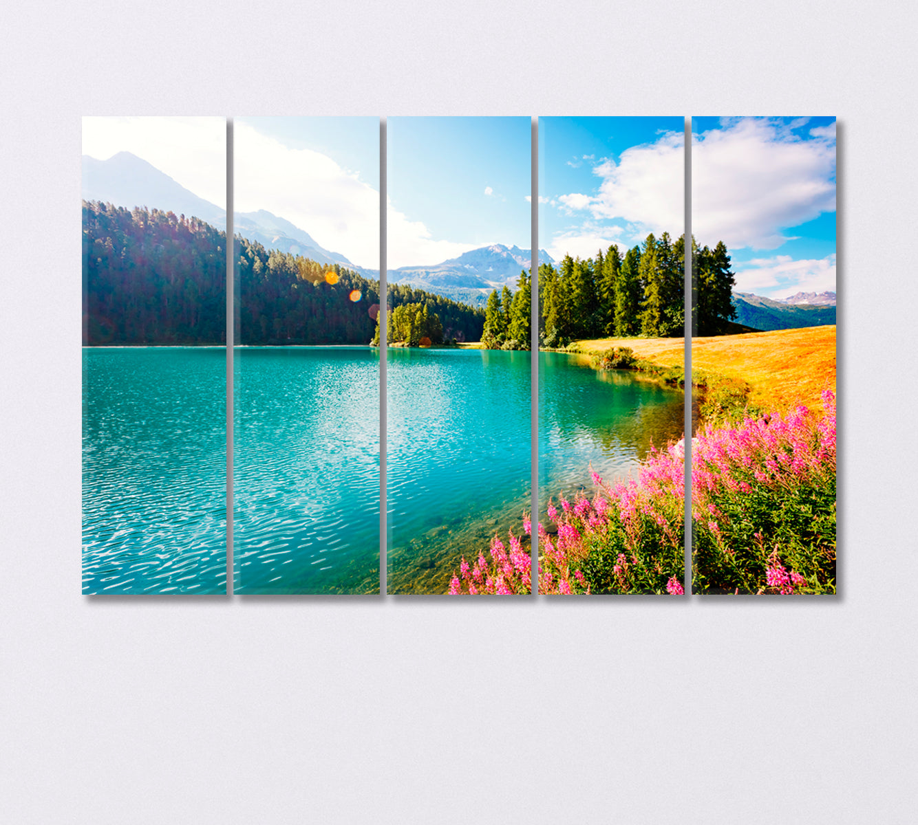 Azure Pond Champfer Switzerland Canvas Print-Canvas Print-CetArt-5 Panels-36x24 inches-CetArt