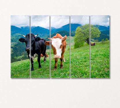 Cows in Meadow Canvas Print-Canvas Print-CetArt-5 Panels-36x24 inches-CetArt