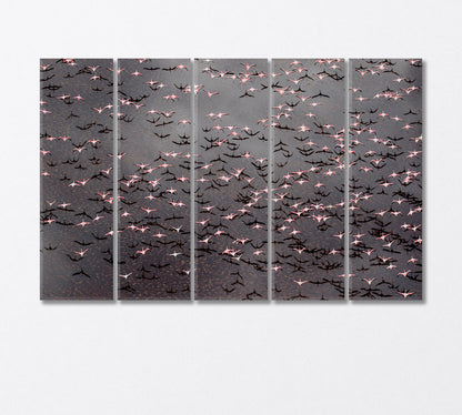 Flock of Flamingos Flying over Lake Natron Africa Canvas Print-Canvas Print-CetArt-5 Panels-36x24 inches-CetArt