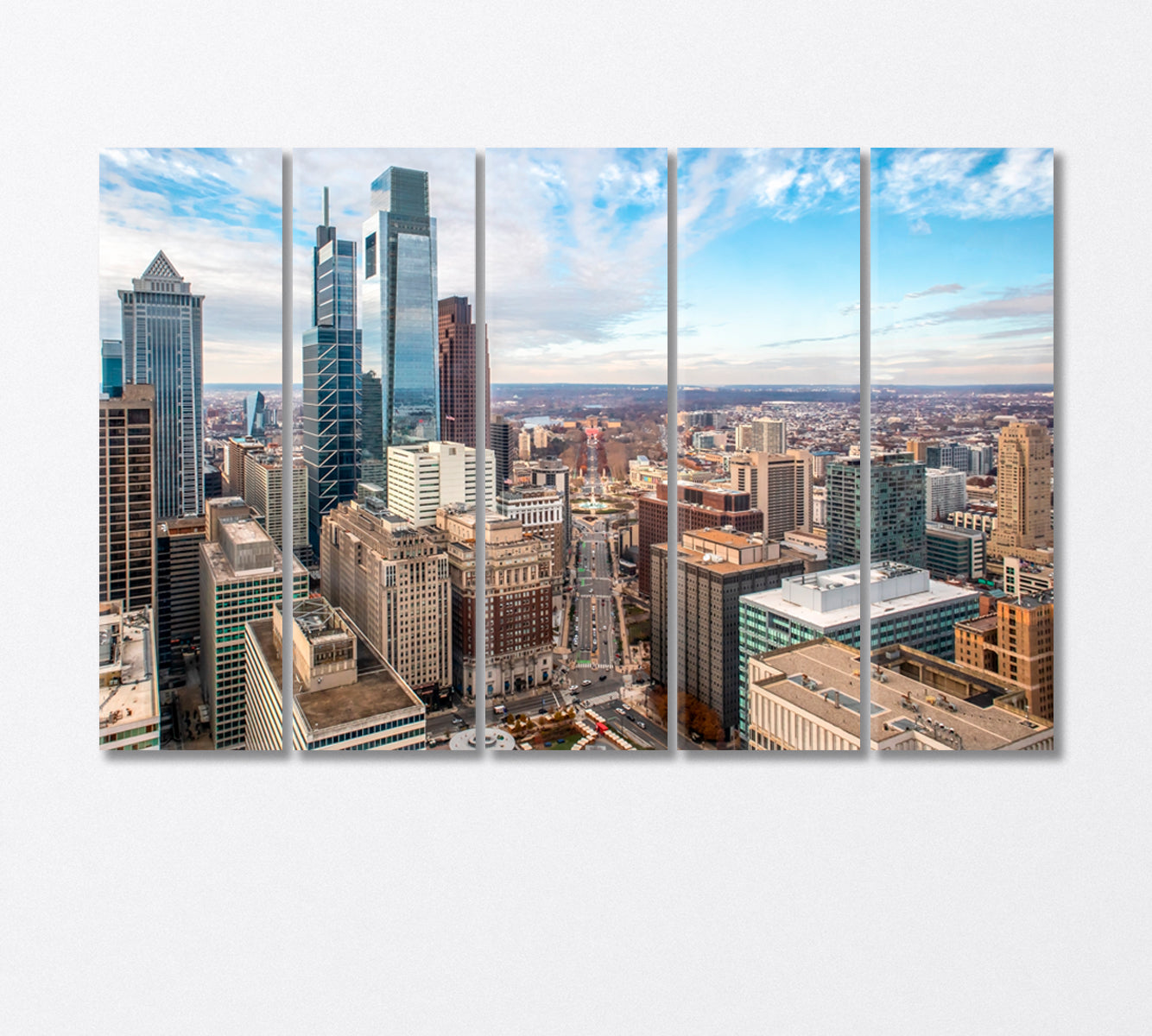 View of the Skyscrapers of Philadelphia USA Canvas Print-Canvas Print-CetArt-5 Panels-36x24 inches-CetArt