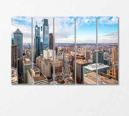 View of the Skyscrapers of Philadelphia USA Canvas Print-Canvas Print-CetArt-5 Panels-36x24 inches-CetArt