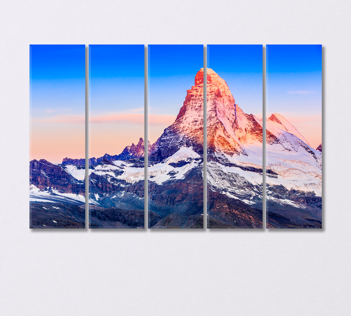 Mountain Matterhorn the Border Between Italy and Switzerland Canvas Print-Canvas Print-CetArt-5 Panels-36x24 inches-CetArt