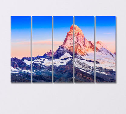 Mountain Matterhorn the Border Between Italy and Switzerland Canvas Print-Canvas Print-CetArt-5 Panels-36x24 inches-CetArt