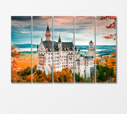 Fairytale Castle Neuschwanstein Bavaria Germany Canvas Print-Canvas Print-CetArt-5 Panels-36x24 inches-CetArt