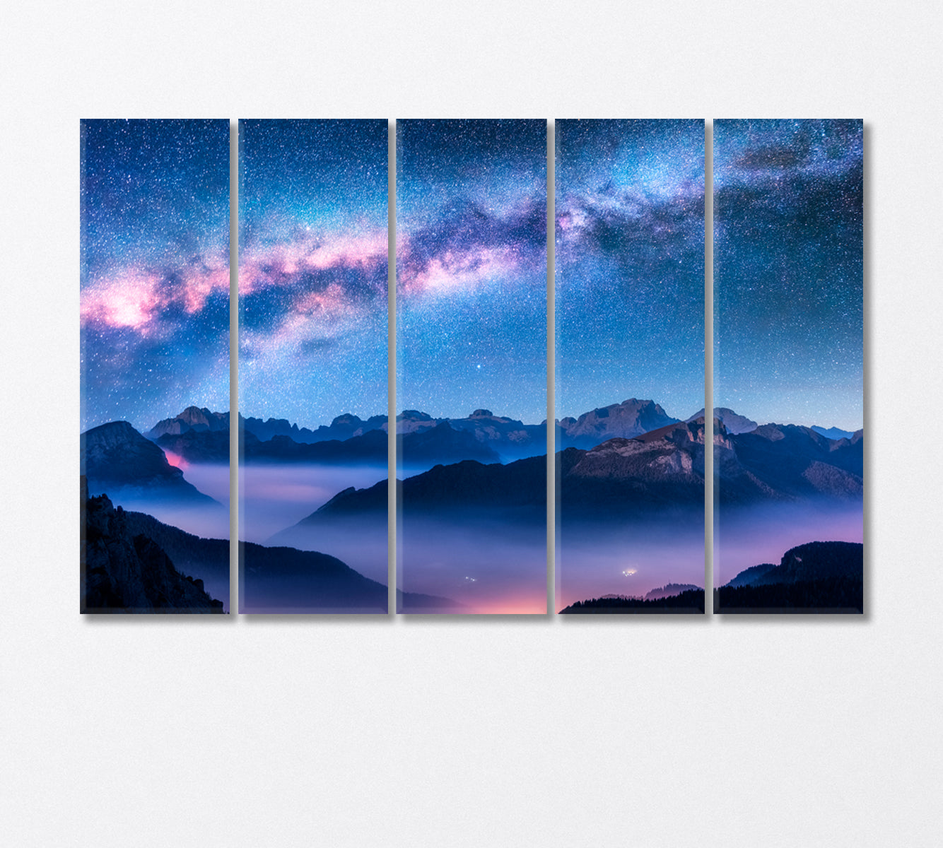 Milky Way Above Mountains in Dolomites Italy Canvas Print-Canvas Print-CetArt-5 Panels-36x24 inches-CetArt