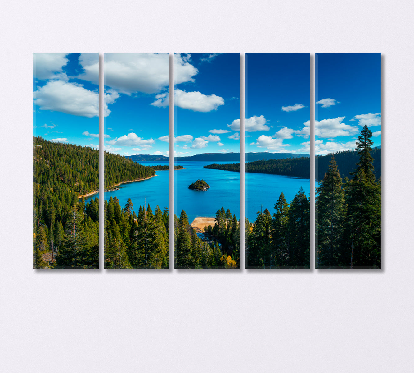 Lake Tahoe in Famous California Mountains USA Canvas Print-Canvas Print-CetArt-5 Panels-36x24 inches-CetArt